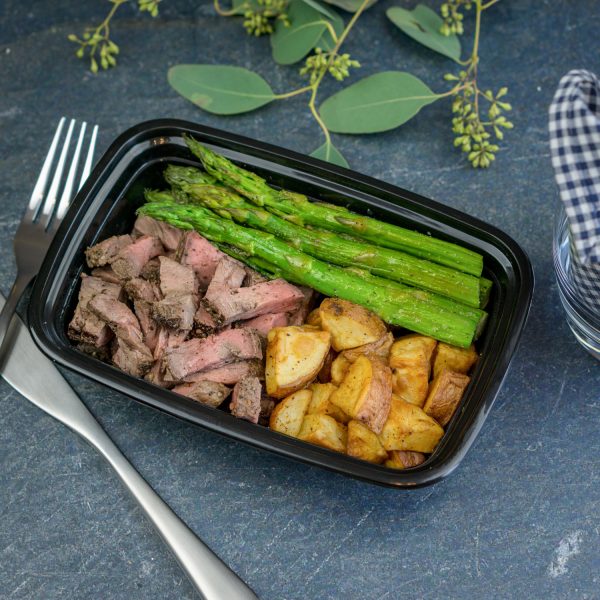 Steak, White Potatoes and Asparagus